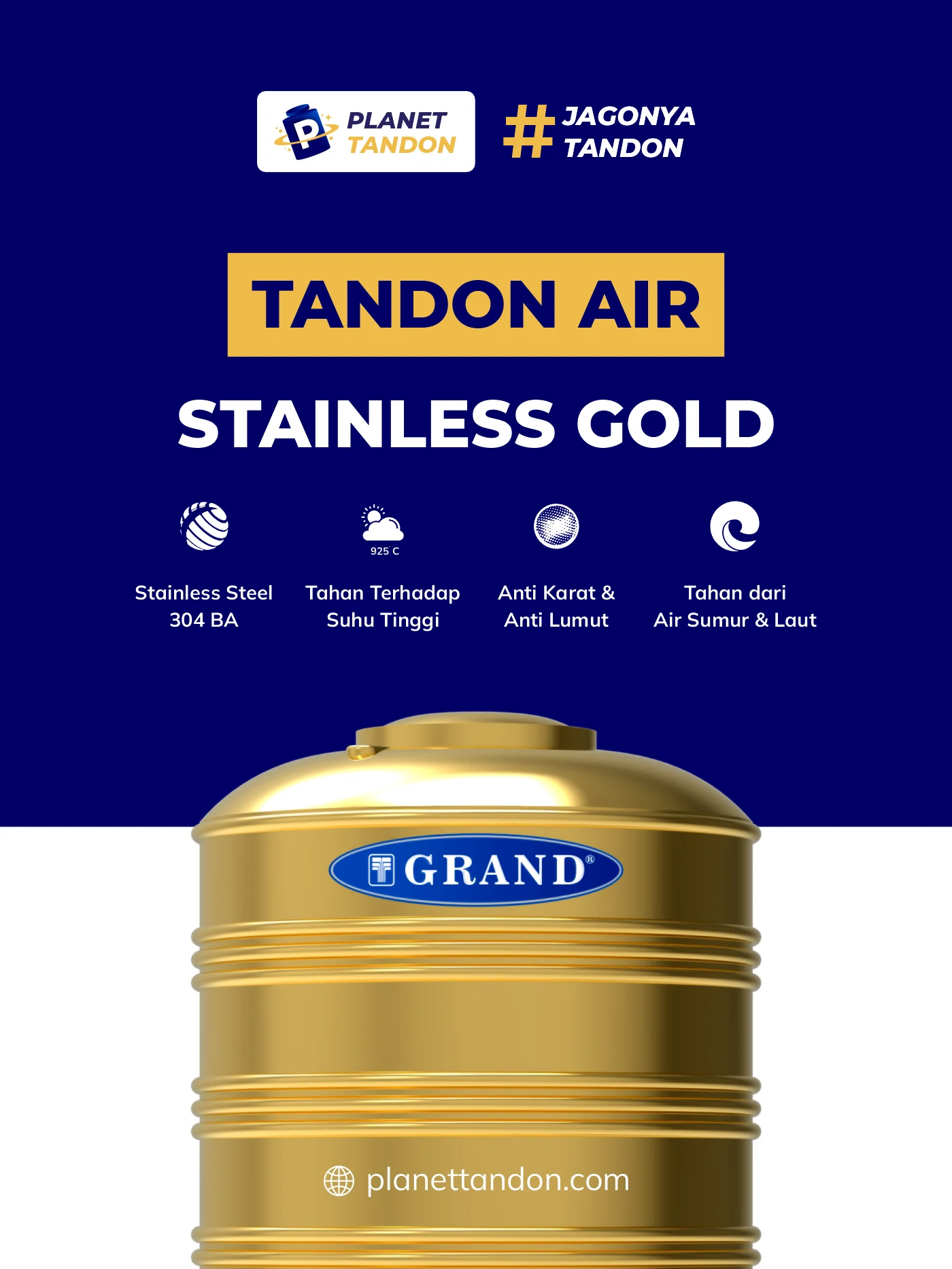 Rekomendasi Tandon Stainless Gold Grand