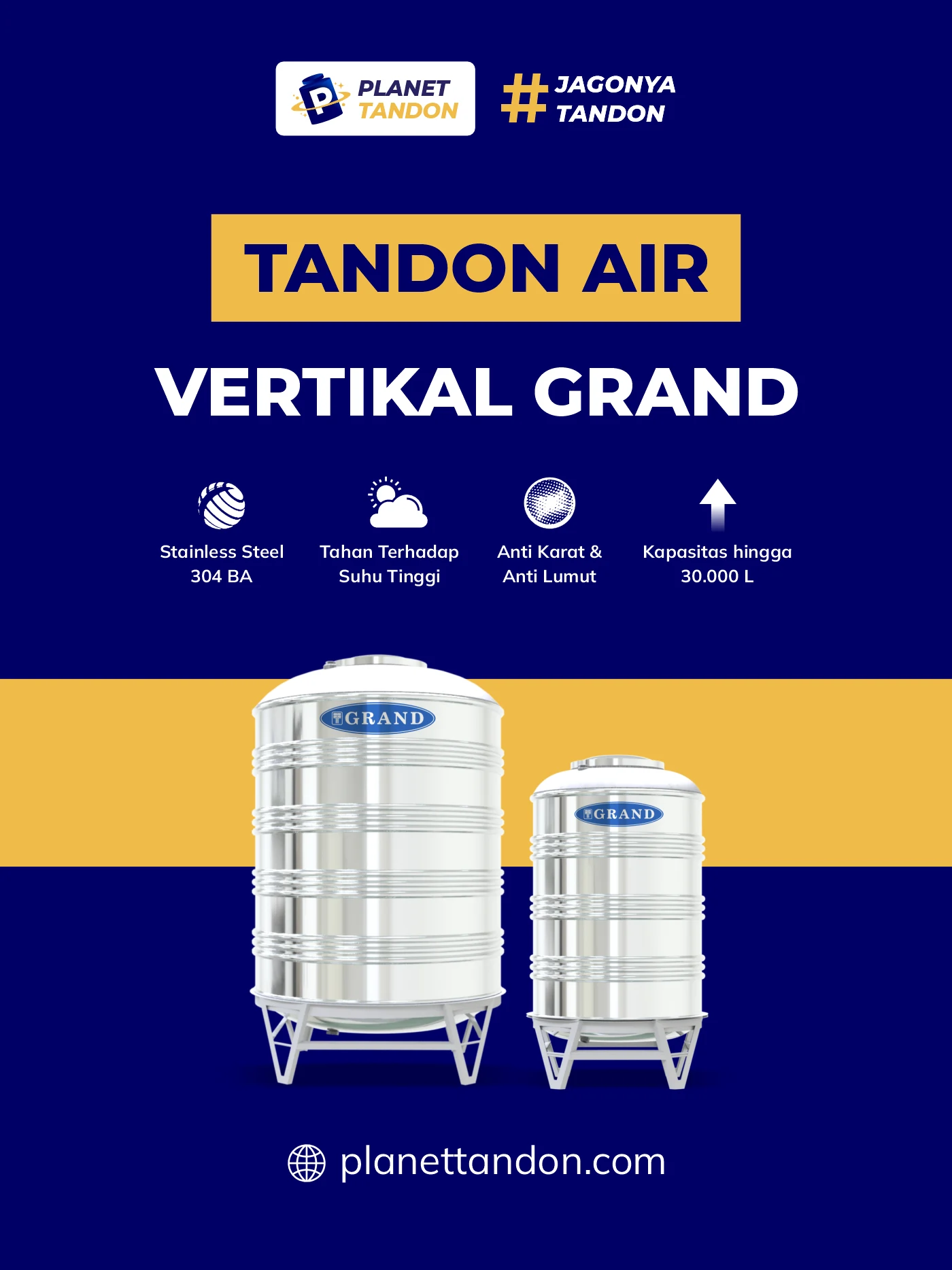 Rekomendasi Tandon Stainless Vertikal Grand